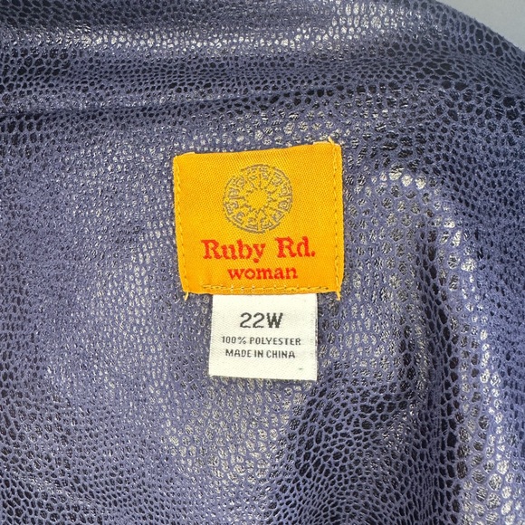 Ruby Rd. Animal Print Deep Blue Jacket - Picture 2 of 5